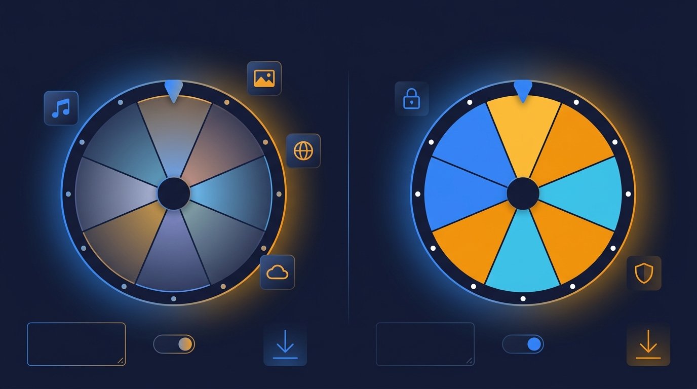 Side-by-side comparison of Wheel of Names and Spin the Wheel interfaces